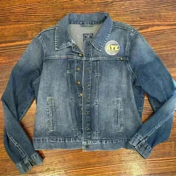 NWOT hand painted Lucky Brand ATL  Atlanta Denim Jacket Sz Xl - Picture 3 of 8